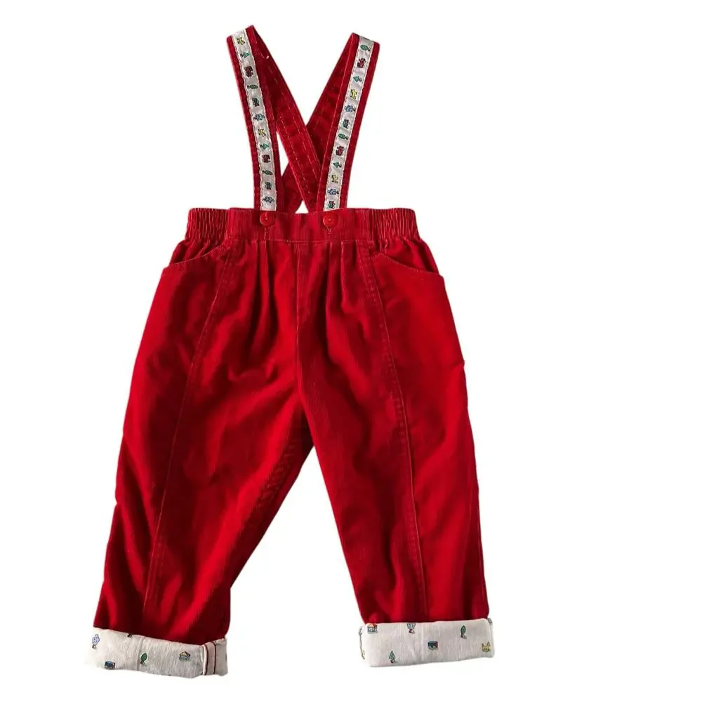 Vintage Oshkosh red cord suspender pants